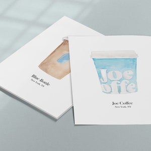 NYC To-Go Aquarel Coffee Cup wenskaarten / stationair / 5 voor 20 / 10 voor 35