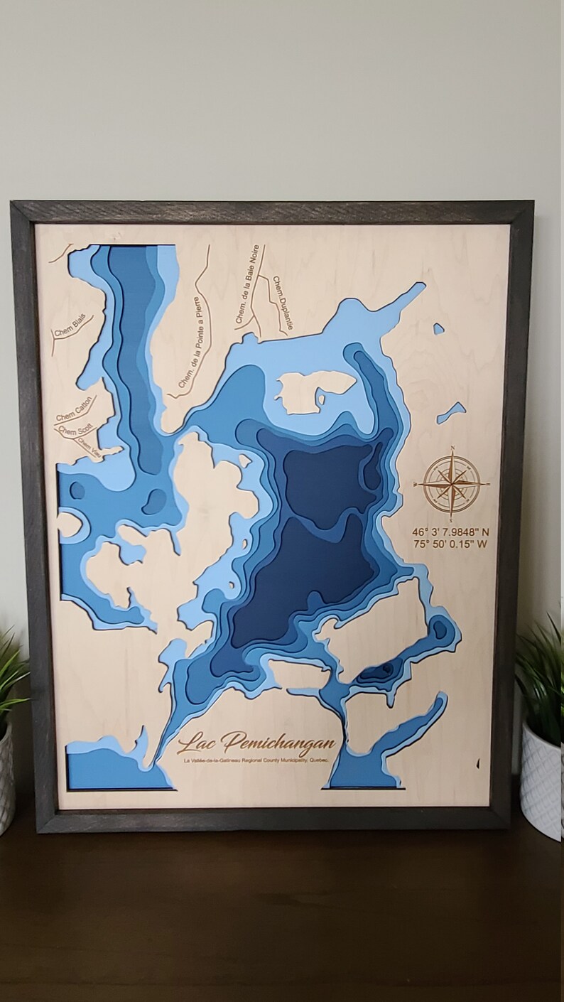 Lac Pemichangan 3D Multi Layer Lake Map Etsy Hong Kong