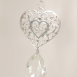 Heart Crystals Prism SunCatcher Home Decor For Window, Heart Crystals Suncatcher Gift For New House, Mother's Day Gift Glass Clear Crystals