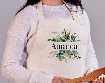 Personalized Apron, Custom Printed Apron, Cream Color Apron, Mother's Day Gift, Bridal Shower Gift, Personalized Kitchen Apron, Gift For Her