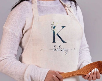 Personalized Apron, Custom Printed Apron, Cream Color Apron, Mother's Day Gift, Bridal Shower Gift, Personalized Kitchen Apron, Gift For Her