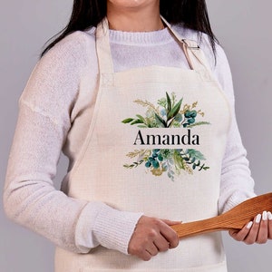 Personalized Apron, Custom Printed Apron, Cream Color Apron, Mother's Day Gift, Bridal Shower Gift, Personalized Kitchen Apron, Gift For Her