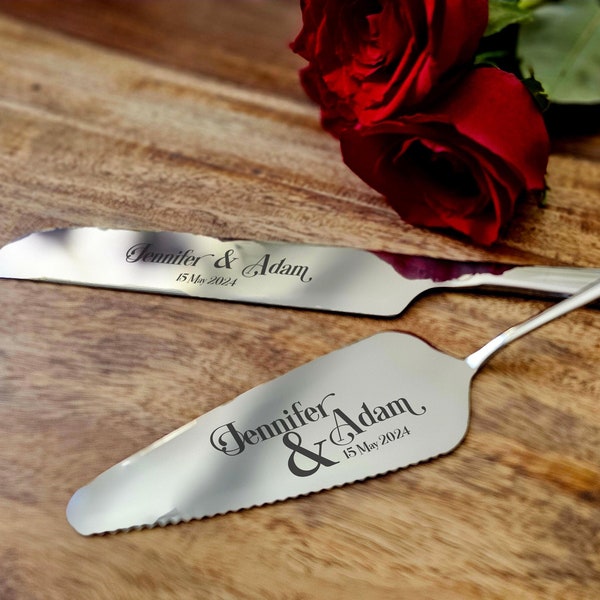 Cake cutting set, engraved cake set, personalized engraved set, custom cake cutters, wedding gift, anniversary gift, engagement gift, knives