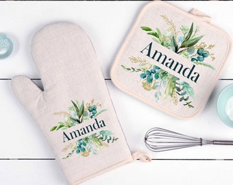 Customized Oven Mitt, Personalized Oven Mitt, Personalized Kitchen Gift, Personalized Pot holder, Mothers day gift, printed oven mitts