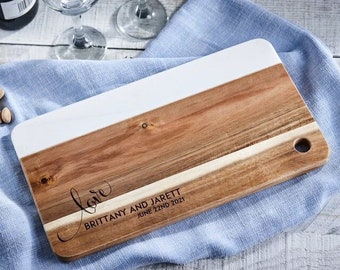 Personalized cheese board wood and marble, Custom cheese board , Engraved cutting board, Wedding gifts, Christmas gifts