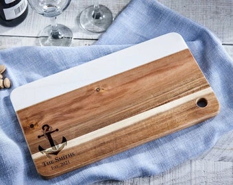 Personalized cheese board wood and marble, Custom cheese board , Engraved cutting board, Wedding gifts, Christmas gifts