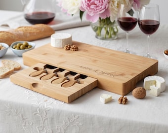 Personalized cheese board set, Custom cheese board set, Engraved cutting board, Wedding gifts, Gifts for the couple, Christmas gifts
