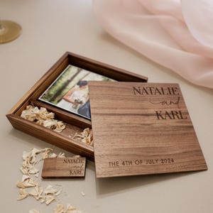 Personalized USB, personalized Walnut Wooden Photo Album Box Flash Drive, personalized photo box, Wedding Gift, USB, engraved USB in a box