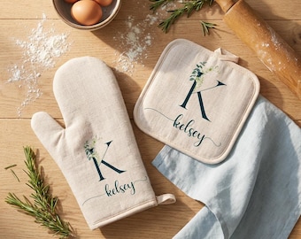 Customized Oven Mitt, Personalized Oven Mitt, Personalized Kitchen Gift, Personalized Pot holder, Mothers day gift, printed oven mitts