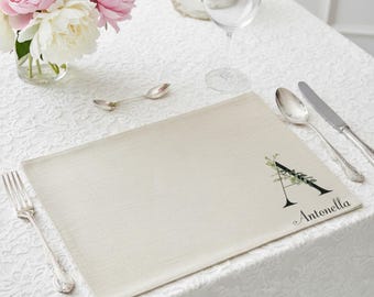 Personalized Linen Placemat, Monogrammed Printed Placemat: Family Gift