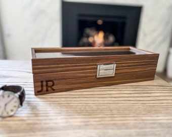 Personalized Watch Box, Custom Watch Storage Case, Wood Box for 6 Watches, Men's Watch Box, Watch Storage, Gift For Him, Christmas Gift