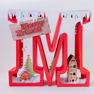 LETRA 3D M: Merry X-mas, archivo digital Svg para cricut, Studio, Scanncut, Cricut. 3D Letters, SVG 3D letters for Cricut, Cameo, Scanncut