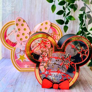 Alcancía Minnie y Mickey Mouse | Archivo digital compatible con máquinas Silhouette, Scanncut, Cricut, Siser, archivos PDF para corte a mano