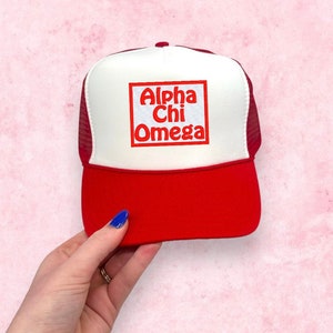 Cappello da camionista Alpha Chi Omega / Berretto ricamato greco in colore personalizzato / Regalo Big Little Sister