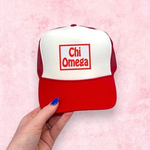 Cappello da camionista Chi Omega / Berretto ricamato greco in colore personalizzato / Regalo Big Little Sister