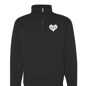 Alpha Gamma Delta Sorority Quarter Zip Fleece Jacket / Custom Color Greek Embroidered Crewneck Pullover / Big Little Sister Gift