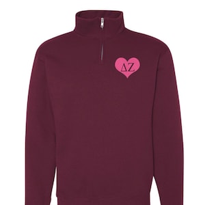 Delta Zeta Sorority Quarter Zip Fleece Jacket / Custom Color Greek Embroidered Crewneck Pullover / Big Little Sister Gift