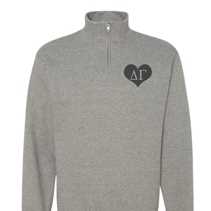 Delta Gamma Sorority Quarter Zip Fleece Jacket / Custom Color Greek Embroidered Crewneck Pullover / Big Little Sister Gift