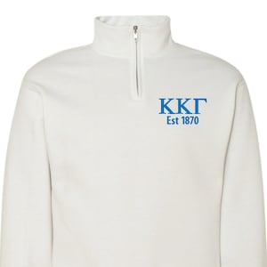 Kappa Kappa Gamma Sorority Quarter Zip Fleece Jacket / Custom Color Greek Embroidered Crewneck Pullover / Big Little Sister Gift