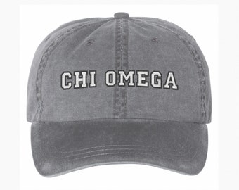 Chi Omega Sorority Baseball Hat / Custom Color Greek Embroidered Cap / Big Little Sister Gift