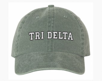 Delta Delta Delta Sorority Baseball Hat / Custom Color Greek Embroidered Cap / Big Little Sister Gift