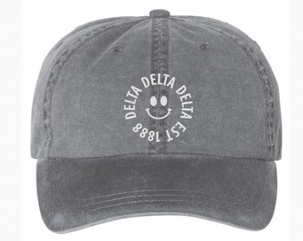 Delta Delta Delta Sorority Baseball Hat / Custom Color Greek Embroidered Cap / Big Little Sister Gift