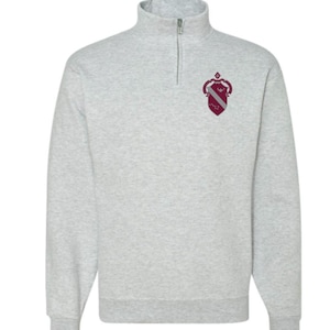 Alpha Phi Sorority Crest Quarter Zip Fleece Jacket / Custom Color Greek Embroidered Crewneck Pullover / Big Little Sister Gift
