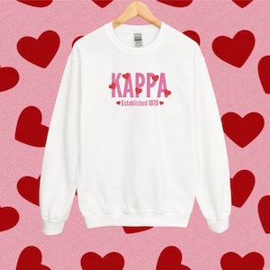 Kappa Kappa Gamma Sorority Valentines Day / Custom Color Greek Embroidered Gildan 18000 Sweatshirt / Big Little Sister Gift