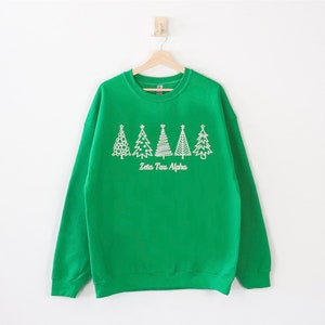 Zeta Tau Alpha Sorority Weihnachten Santa Rundhalsausschnitt / Benutzerdefinierte Farbe Griechisch Besticktes Gildan 18000 Sweatshirt / Große kleine Schwester Geschenk