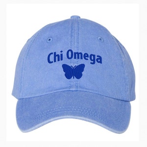 Cappello da baseball della sorellanza Chi Omega / Berretto ricamato greco in colore personalizzato / Regalo per la piccola sorella maggiore