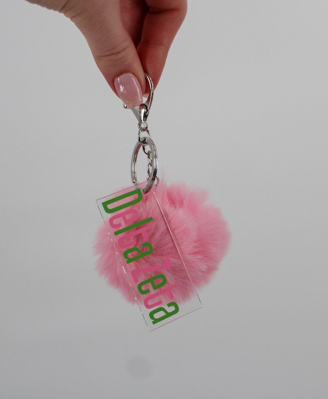 Delta Zeta Sorority Keychain / DZ Custom Color Greek Key Chain With Pom ...