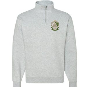 Kappa Delta Sorority Crest Quarter Zip Fleece Jacket / Custom Color Greek Embroidered Crewneck Pullover / Big Little Sister Gift