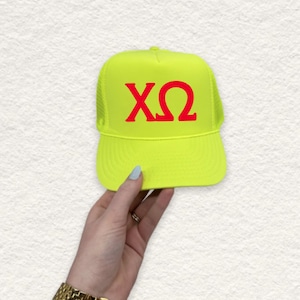 Cappello da camionista Chi Omega / Berretto con lettera greca a colori personalizzati / Regalo Big Little Sister
