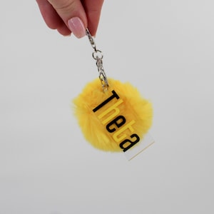 Kappa Alpha Theta Sorority Keychain / Theta Custom Color Greek Key Chain with Pom Pom / Big Little Sister Gift