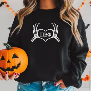 Pi Beta Phi Sorority Halloween Crewneck / Custom Color Greek Embroidered Gildan 18000 Sweatshirt / Big Little Sister Gift
