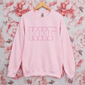 Kappa Kappa Gamma Sorority Letter Outline / Custom Color Greek Embroidered Gildan 18000 Sweatshirt / Big Little Sister Gift