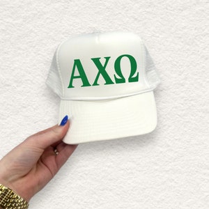 Cappello da camionista Alpha Chi Omega / Berretto con lettera greca a colori personalizzati / Regalo Big Little Sister