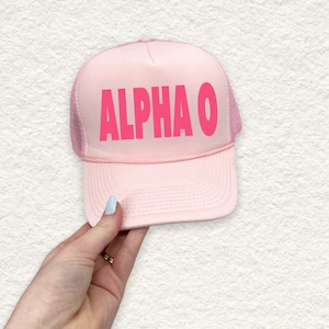 Alpha Omicron Pi Trucker Hat / Custom Color Greek Letter Cap / Big Little Sister Gift