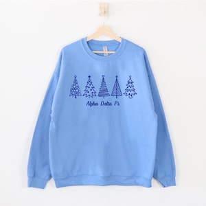 Alpha Delta Pi Sorority Christmas Santa Crewneck / Custom Color Greek Embroidered Gildan 18000 Sweatshirt / Big Little Sister Gift