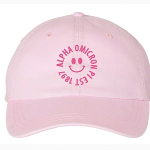 Alpha Omicron Pi Sorority Baseball Hat / Custom Color Greek Embroidered Cap / Big Little Sister Gift