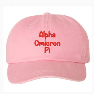 Alpha Omicron Pi Sorority Baseball Hat / Custom Color Greek Embroidered Cap / Big Little Sister Gift