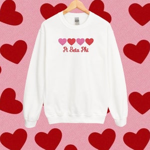 Pi Beta Phi Sorority Valentines Day / Custom Color Greek Embroidered Gildan 18000 Sweatshirt / Big Little Sister Gift