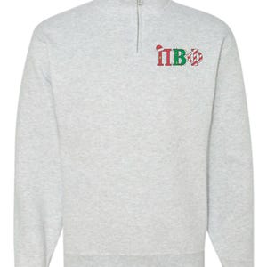 Pi beta Phi Sorority Christmas Quarter Zip Fleece Jacket / Custom Color Greek Embroidered Crewneck Pullover / Big Little Sister Gift