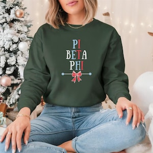 Pi Beta Phi Sorority Christmas Collection / Custom Color Greek Embroidered Gildan 18000 Sweatshirt / Big Little Sister Gift