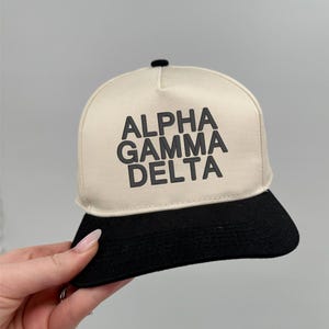 Alpha Gamma Delta Sorority Puff Trucker Hat / Custom Color Greek Embroidered Cap / Big Little Sister Gift