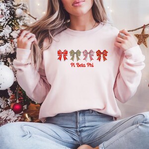 Pi Beta Phi Sorority Christmas Collection / Custom Color Greek Embroidered Gildan 18000 Sweatshirt / Big Little Sister Gift