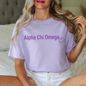 Alpha Chi Omega Sorority Colorful Chapter Shirt / Custom Color Greek Embroidered Comfort Colors T Shirt / Big Little Sister Gift