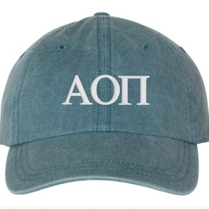Alpha Omicron Pi Sorority Baseball Hat / Custom Color Greek Embroidered Cap / Big Little Sister Gift