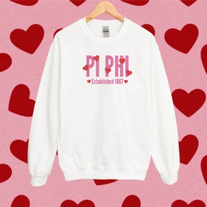 Pi Beta Phi Sorority Valentines Day / Custom Color Greek Embroidered Gildan 18000 Sweatshirt / Big Little Sister Gift
