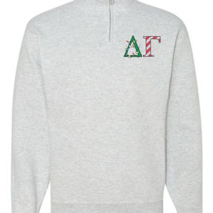 Delta Gamma Sorority Christmas Quarter Zip Fleece Jacket / Custom Color Greek Embroidered Crewneck Pullover / Big Little Sister Gift